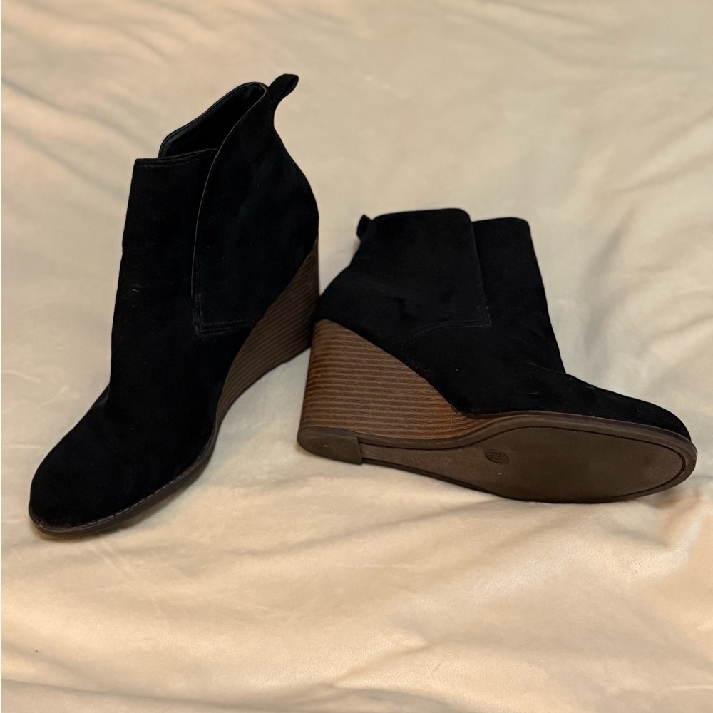 Black Wedge Ankle Boots